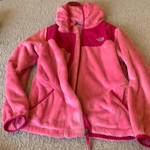 North Face pink fuzzy jacket